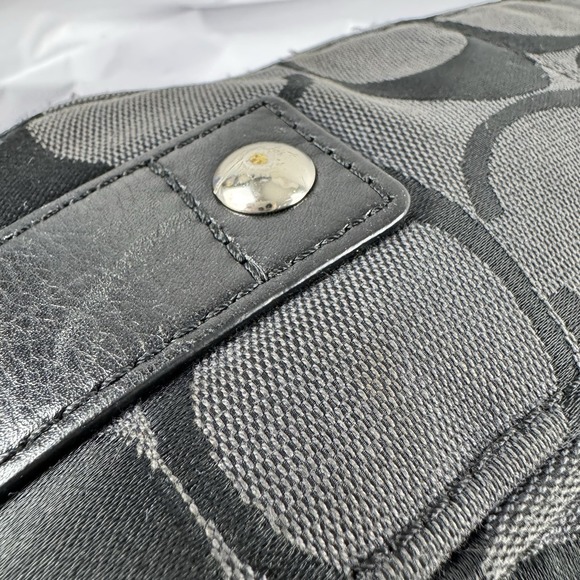 Vtg Coach Y2K Signature C Jacquard Hobo Shoulder Bag Black Leather Trim - Picture 7 of 16